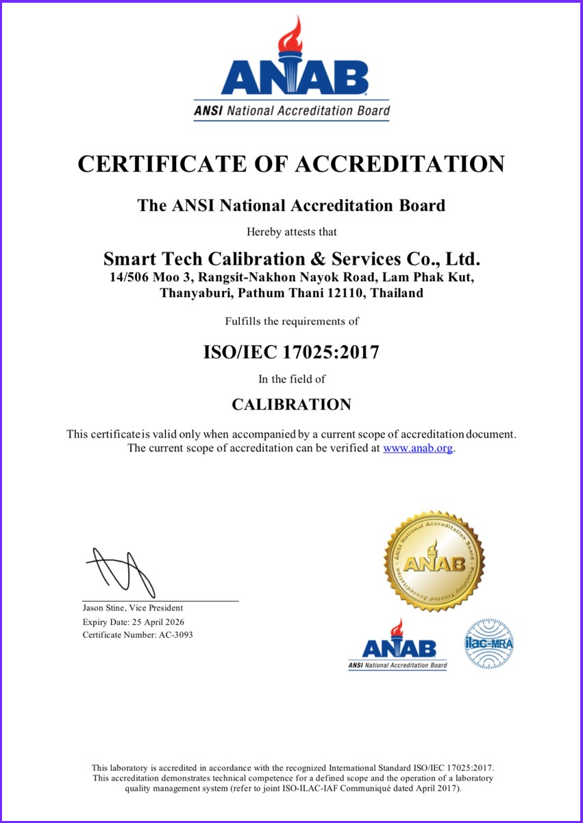 Certificate of Calibration